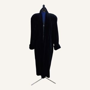 Vintage Collections Black Velvet Long Coat Size Large
